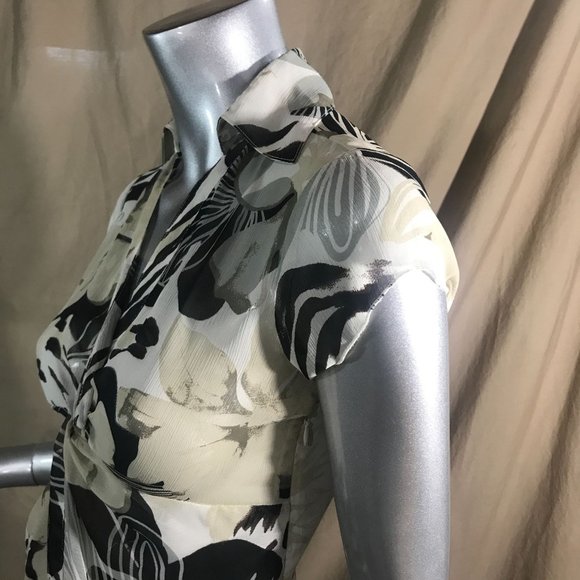 M.K.M Designs Women's Small Y2K Semi Sheer Crop Belly Relieving Blouse V Neck To - Picture 9 of 15